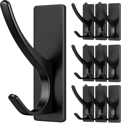 Vista 7 de Ganchos autoadhesivos para colgar: gancho de pared de acero inoxidable resistente para toallas, mochilas, sombreros, baño, recámara, puerta, gancho