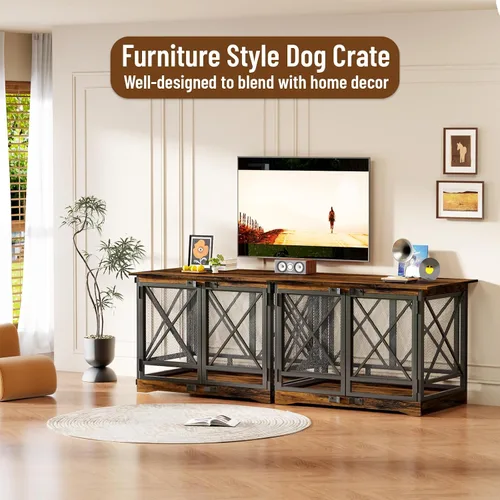 Vista 7 de COZPAW Mueble de jaula grande para perros - Jaula de interior de 48 pulgadas de alta resistencia para raza extragrande con puertas dobles, jaula