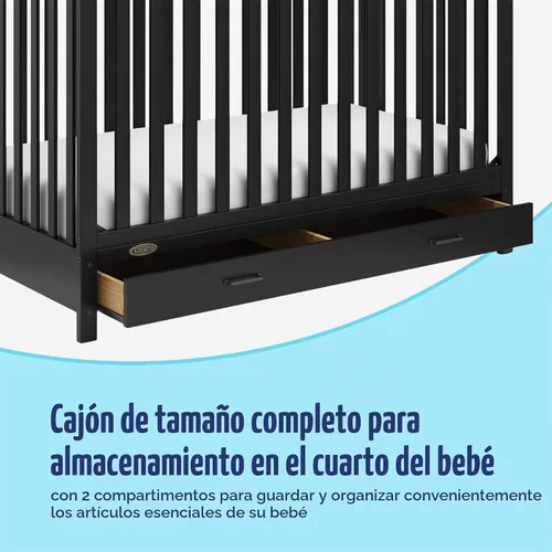 Vista 5 de Graco Benton - Cuna convertible 5 en 1 con cajón, certificado GREENGUARD Gold, se convierte de cuna de bebé a cama infantil, sofá cama y cama