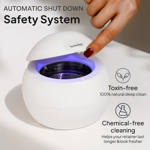 Vista 7 de Swissker by Swissklip ShinePod - Cápsula de limpieza dental ultrasónica Máquina de limpieza ultrasónica de retenedores Limpiador de protector