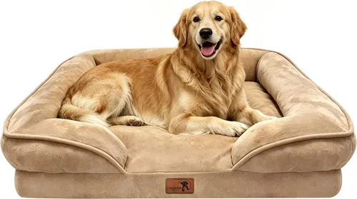 Vista 32 de Spotted Play Cama ortopédica para perros con lados, sofá cama para perros pequeños, sofá cama de espuma de apoyo para mascotas con funda extraíble