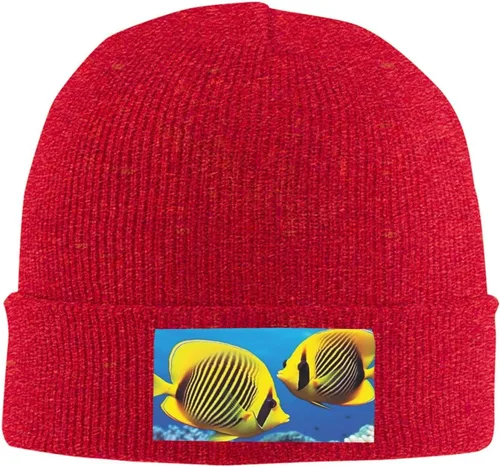 Vista 2 de Knitted Hat Royal Angel Fishes Print Beanie for Women Soft Warm Beanie Cap Casual Knit Hat Men Winter Beanies