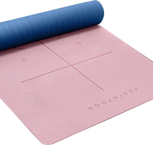 Vista 10 de Heathyoga Tapete de Yoga Antideslizante Ecológico, Sistema de Alineación Corporal, Material TPE Certificado por SGS - Superficie Texturizada