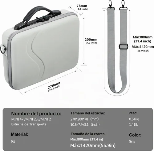 Vista 5 de Tomat Funda de transporte para DJI Mini 4K/Mini2/Mini 2SE Fly More Combo, bolsa de viaje portátil puede almacenar 1 concentrador de carga y 3