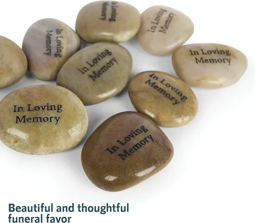 Vista 5 de 50 piedras conmemorativas - Rocas inspiradoras de río grabadas en memoria amorosa - Decoraciones de celebración de la vida - Recuerdos de Difuntos