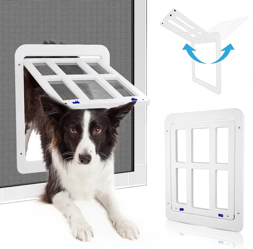 Vista 11 de Puerta para perros para puerta de pantalla, puerta para gatos con inserto pequeño para puerta corredera de fácil instalación, pequeña 8"×10