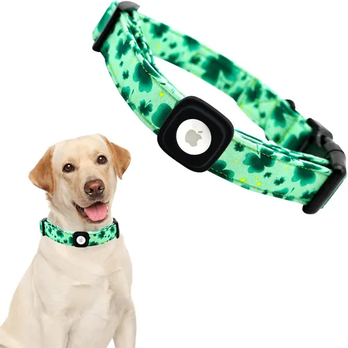 Vista 16 de Lionheart glory Airtag - Collar de perro de San Patricio para perros pequeños, collar verde ajustable de alta resistencia, collar de trébol