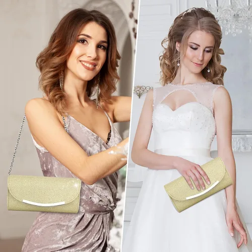Vista 6 de Bolsos de mano para mujer, lentejuelas brillantes, sobre con purpurina, bolsa de noche, formal, boda, fiesta, bolso de mano