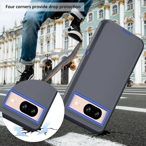 Vista 5 de Funda compatible con Google Pixel 8, con clip para cinturón, resistente, a prueba de golpes, protección de cuerpo completo, con función atril