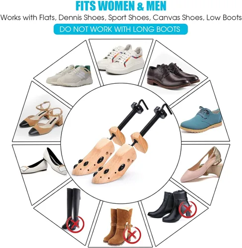 Vista 2 de Ecom City Camilla de zapatos de madera profesional de 2 vías para mujeres y hombres (tamaño individual grande 9-13)