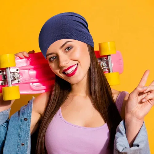 Vista 2 de WTACTFUL Paquete de 2 gorras para correr, gorras de calavera transpirables a la moda, gorro holgado para bicicleta, ciclismo, deportes, para hombres