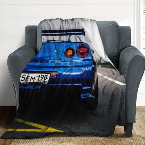 Vista 7 de R34 2000 Skyline - Manta de carretera azul de franela súper suave, ligera, refrescante, para niños y niñas, ropa de cama suave de franela de 40 x 50