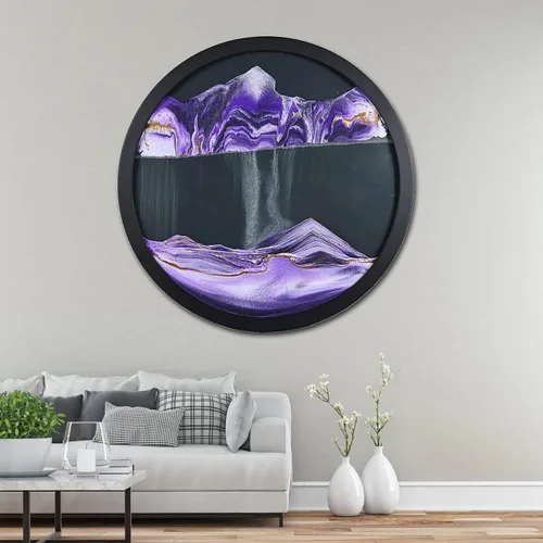 Vista 15 de Decoración artística de arena móvil de 17.3 pulgadas, pintura 3D giratoria de 360 grados, arte de pared de vidrio, decoración de sala de estar