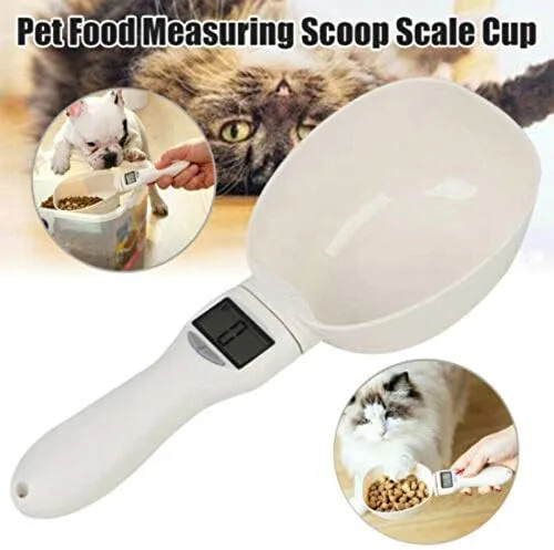 Vista 2 de Báscula de comida para perros Tazón de comida para gatos Báscula de cocina Cuenco Cuchara Taza de medición Pantalla LED portátil