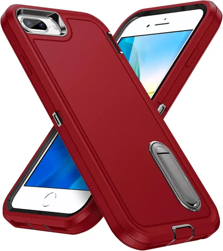 Vista 13 de IDweel Funda para iPhone 8 Plus/7 Plus/6S Plus/6 Plus con soporte, protección resistente, a prueba de golpes, arañazos, ajuste delgado, negro