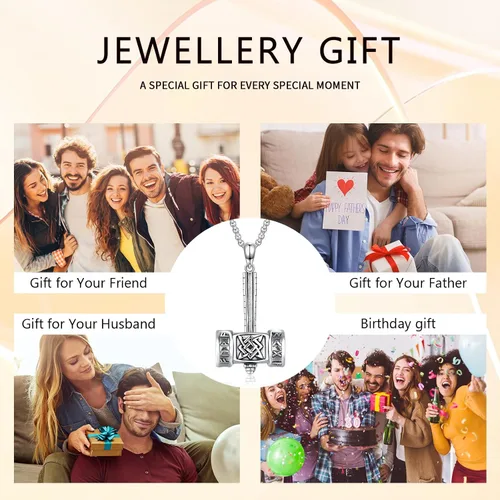 Vista 7 de Thor's Hammer Talismán Collar Colgante de amuleto vikingo de plata de ley S925 brújula nórdicasímbolo pagano celta Odin regalo para hombres