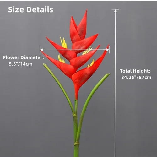 Vista 2 de XZJMY Bird of Paradise Plantas verdes, flores artificiales, 34.2 pulgadas, ramo de flores artificiales grandes y elegantes adecuado para decoración