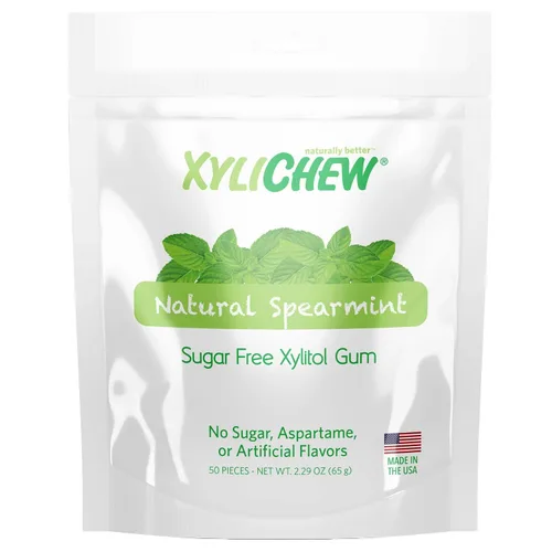 Vista 9 de Xylichew Goma de mascar 100% xilitol sin OMG, sin aspartamo, sin gluten y sin azúcar, cuidado bucal natural, alivia el mal aliento y la boca seca