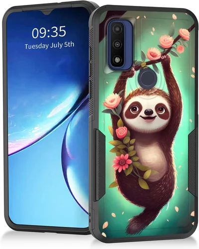 Vista 8 de Para Moto G Power 2022 – Funda protectora resistente de doble capa de policarbonato duro híbrido de goma suave a prueba de golpes – Ciervo