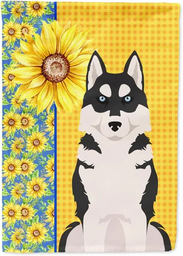 Vista 250 de Caroline's Treasures WDK5313GF Bandera de jardín con diseño de girasoles de verano, color negro y tostado, Airedale Terrier para buzón, bandera