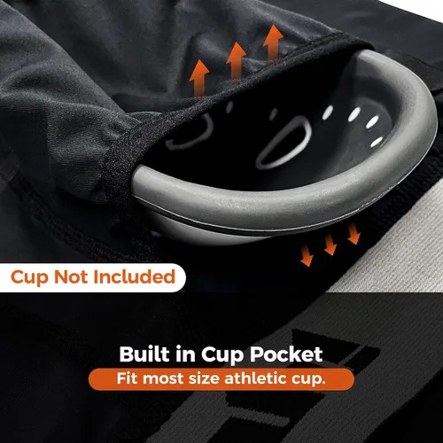 Vista 4 de COOLOMG Pantalones cortos deslizantes con bolsillo para copa para béisbol, fútbol, 7V7, MMA Lacrosse Field Hockey