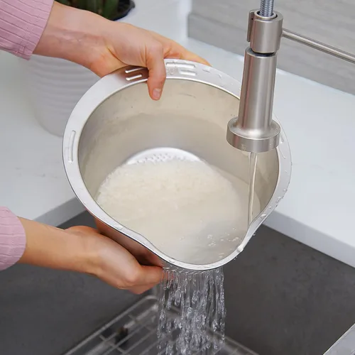 Vista 3 de Joyce Chen Tazón Colador de Arroz de Acero Inoxidable Lavador de Arroz Colador
