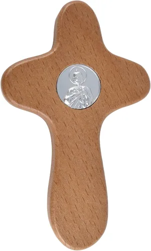 Vista 2 de Needzo Cruz de madera con corazón sagrado y cómodo, regalos inspiradores religiosos de mano, 3.5 pulgadas