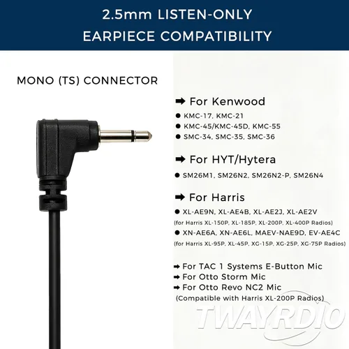 Vista 3 de TWAYRDIO Auricular de 0.098 in solo escucha con gancho suave en forma de C, pieza de auricular para Harris Radio XL200 Micrófono de solapa HYT