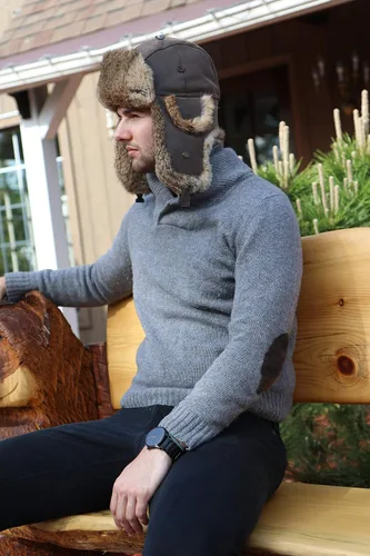 Vista 5 de Real de piel de conejo Gorro de invierno, gorro de cazador Caza Aviator