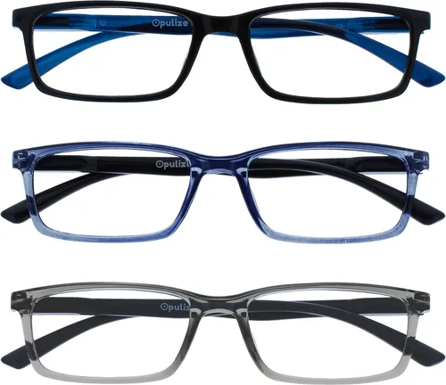 Vista 25 de OPULIZE SEE - Gafas de lectura con bloqueo de luz azul para mujeres y hombres, marco estrecho, bisagras de resorte, anteojos de juegos para negro