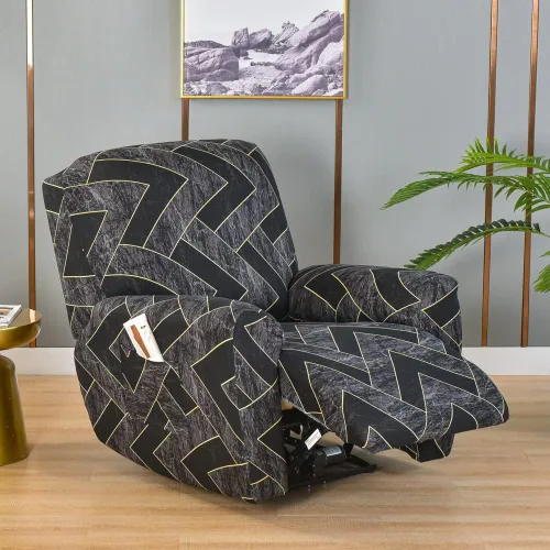Vista 2 de Fundas elásticas para sillas reclinables, 4 piezas, fundas estampadas Lazyboy para sillón reclinable Lazyboy, funda de elastano suave para silla