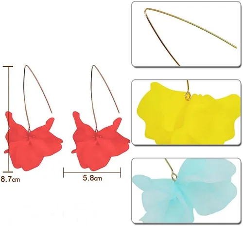 Vista 3 de Joyería de moda para mujer, con forma de pétalos de Bohemia, con forma de gota larga