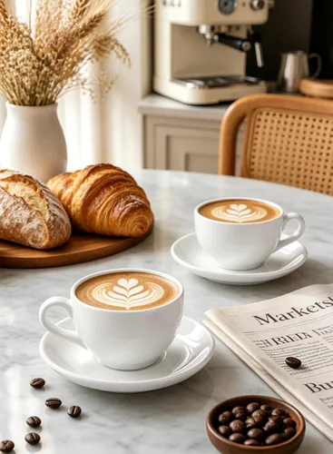 Vista 2 de Juego de tazas de café de porcelana con platillo, taza y platillo de Blanco