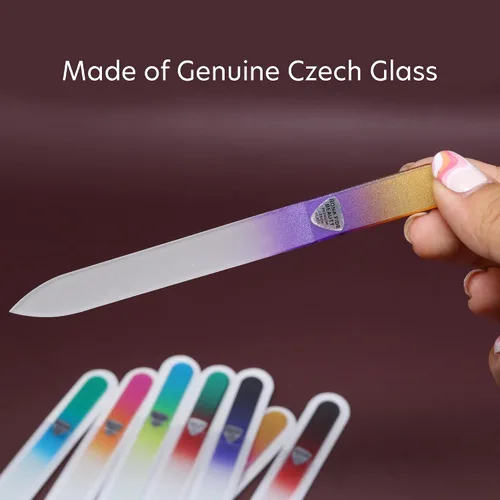 Vista 2 de Bona Fide Beauty Juego de limas de uñas de cristal checo de 8 piezas con fundas Lima de cristal de Bohemia checa, 8 limas de uñas de grano fino