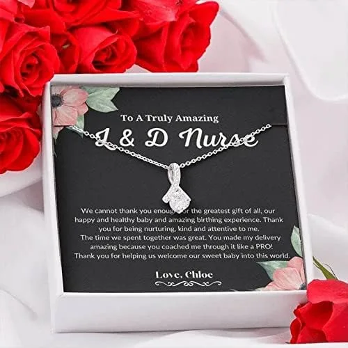 Vista 5 de Joyería para tarjetas de mensaje regalos personalizados, regalo para enfermera, trabajo y parto, collar de enfermera, regalo para trabajo y parto