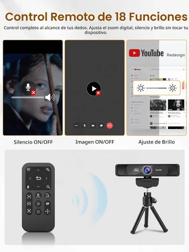 Vista 6 de Spedal Cámara web 4K con trípode, cámara web USB gran angular de 120°