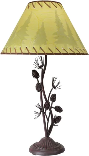 Vista 6 de Black Forest Décor - Lámpara de mesa con piña de metal - Lámparas para el dormitorio de la casa de granja