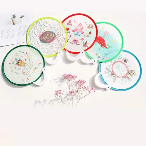 Vista 3 de NUOBESTY Ventilador plegable de mano redondo de estilo japonés, ideal para decoración de bodas, cumpleaños, 4 piezas