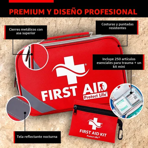 Vista 4 de Protect Life Kit de primeros auxilios para el hogar y la empresa, 250