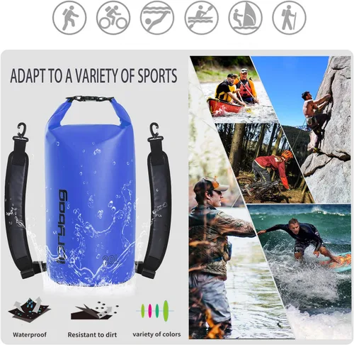 Vista 5 de [Usado] IDRYBAG Bolsa seca para kayak impermeable 2L/5L/10L/15L/20L, pequeña bolsa impermeable para navegación