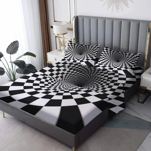 Vista 52 de Juego de sábanas tamaño individual: sábanas y fundas de almohada, sábanas y fundas de almohada, microfibra suave y bolsillo profundo y patrón sin