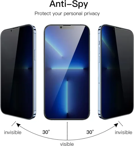 Vista 2 de JETech Protector de pantalla de privacidad de cobertura completa para iPhone 13 Pro Max de 6.7 pulgadas, película de vidrio templado antiespía