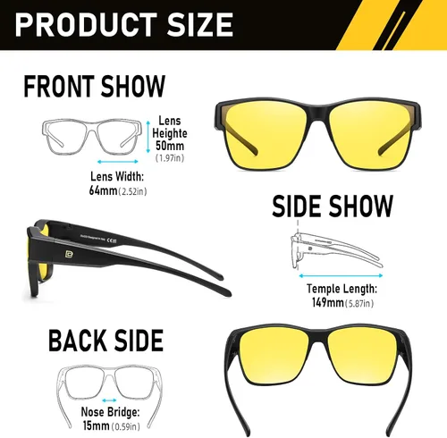 Vista 3 de DUCO Lentes de conducción de visión nocturna para hombres y mujeres, antirreflejos, polarizados, amarillos, lentes nocturnos, 8990Y, Lente de visión