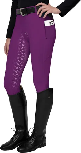 Vista 17 de FitsT4 Sports Mallas de Equitación de Asiento Completo para Mujer con Agarre de Silicona Activa Pantalones Ecuestres Albaricoque