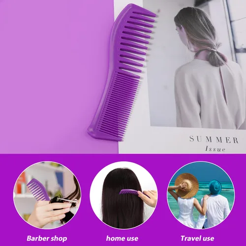 Vista 4 de 2 peines para el cabello, peine de plástico para peinado, dientes grandes y dientes finos, peine de peluquería para hombres y mujeres, peinado