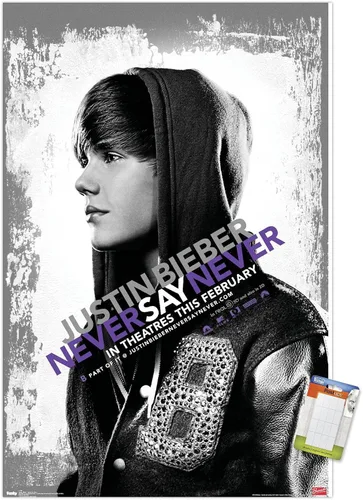 Vista 10 de Trends International Justin Bieber - Póster de pared con texto en inglés "Never Say Never Say Never", 14.725 x 22.375 pulgadas, versión enmarcada