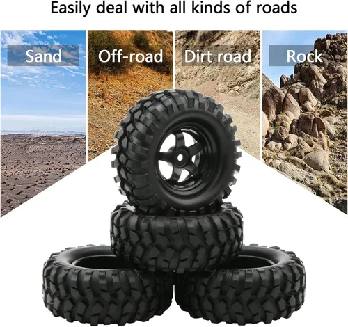 Vista 5 de Neumáticos para Buggy + llanta de 5 radios para vehículo todo terreno RC HSP 1/10 (4 unidades) 1/10 Buggy Tire & 5-Spoke Rim Set, 2-piece for