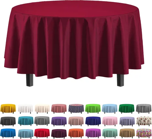 Vista 23 de Party Solids Paquete de 4 manteles de plástico color azul aguamarina, 54 x 108 pulgadas, mantel desechable para fiestas y pícnics