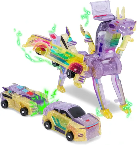 Vista 12 de Juguete transformador definitivo de coche de unicornio – Colisión con unicornios mágicos! 2 piezas de coche transformador robot para niños Azul