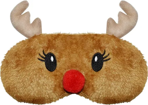 Vista 15 de Lindas máscaras para dormir con diseño de animales de dibujos animados, máscara de felpa para dormir y con los ojos vendados de viaje, divertida